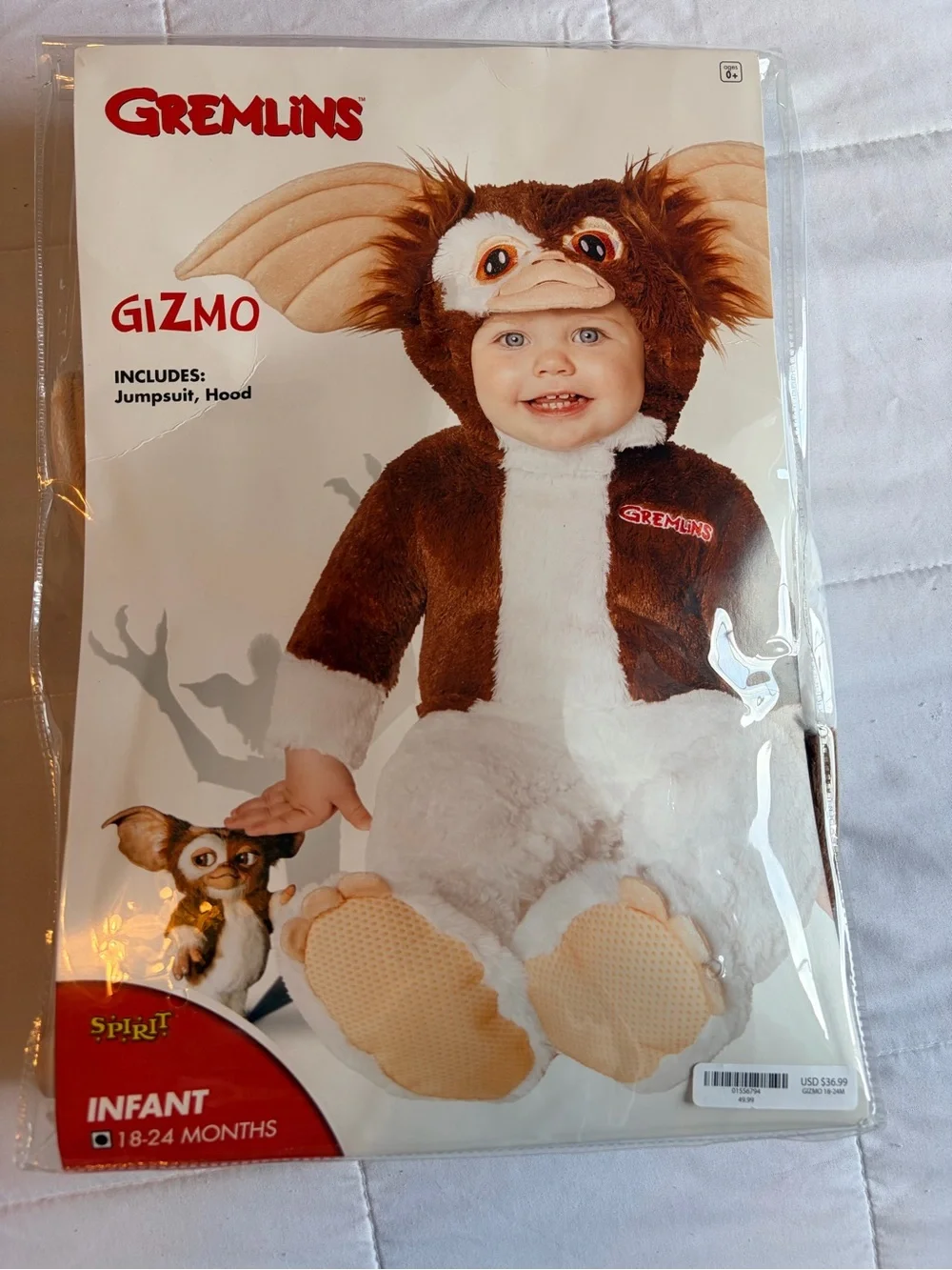 Gizmo Infant Plush Jumpsuit Costume - Brown & White